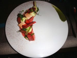 fraise rhubarbe pesto basilic